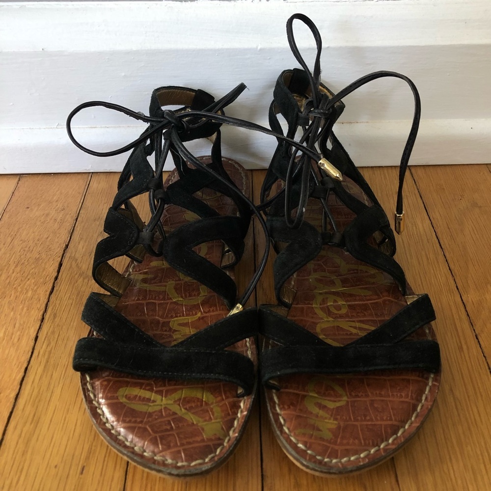 Sam Edelman Gasha Black Suede Gladiator Sandals